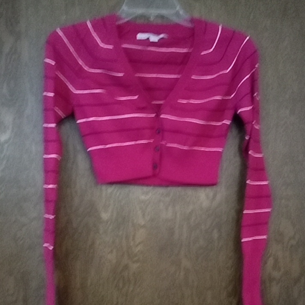 Old Navy Women's Fuchsia Striped Cardigan